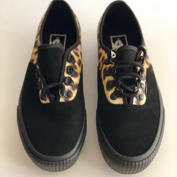 vans authentic platform black leopard